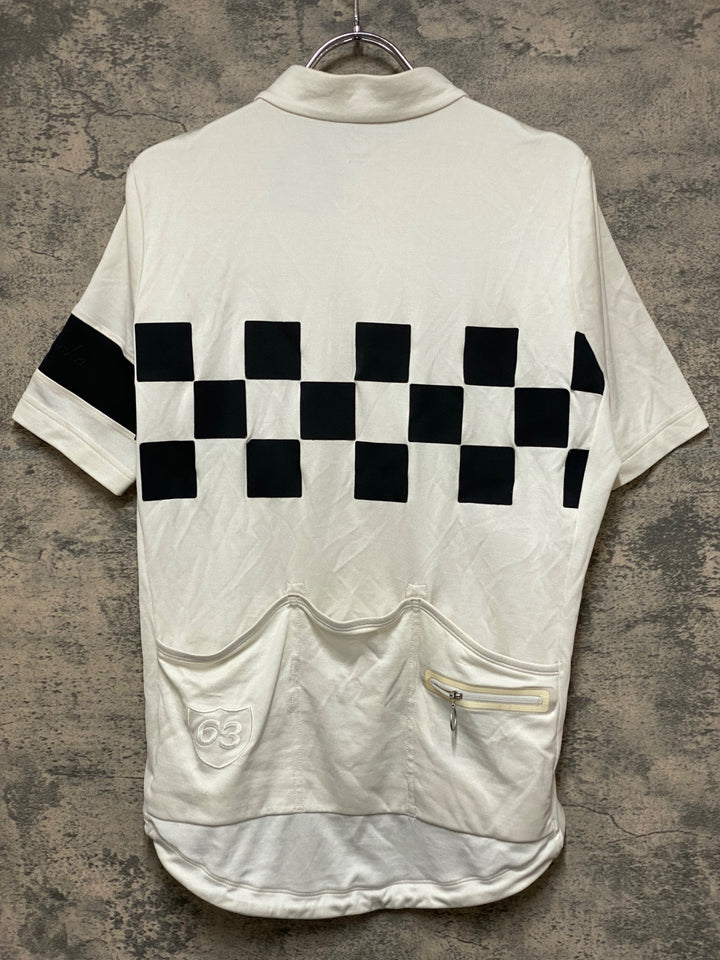 JM006 ラファ Rapha CHECK JERSEY 半袖 サイクルジャージ 白 黒 M