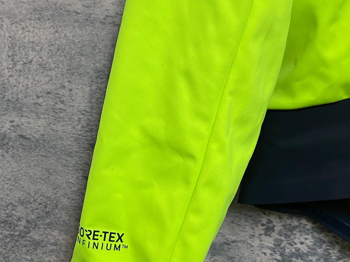 JS026 カステリ CASTELLI ROSSO CORSA ソフトシェル 長袖 サイクルジャケット 蛍光黄 L GORE-TEX 裏起毛