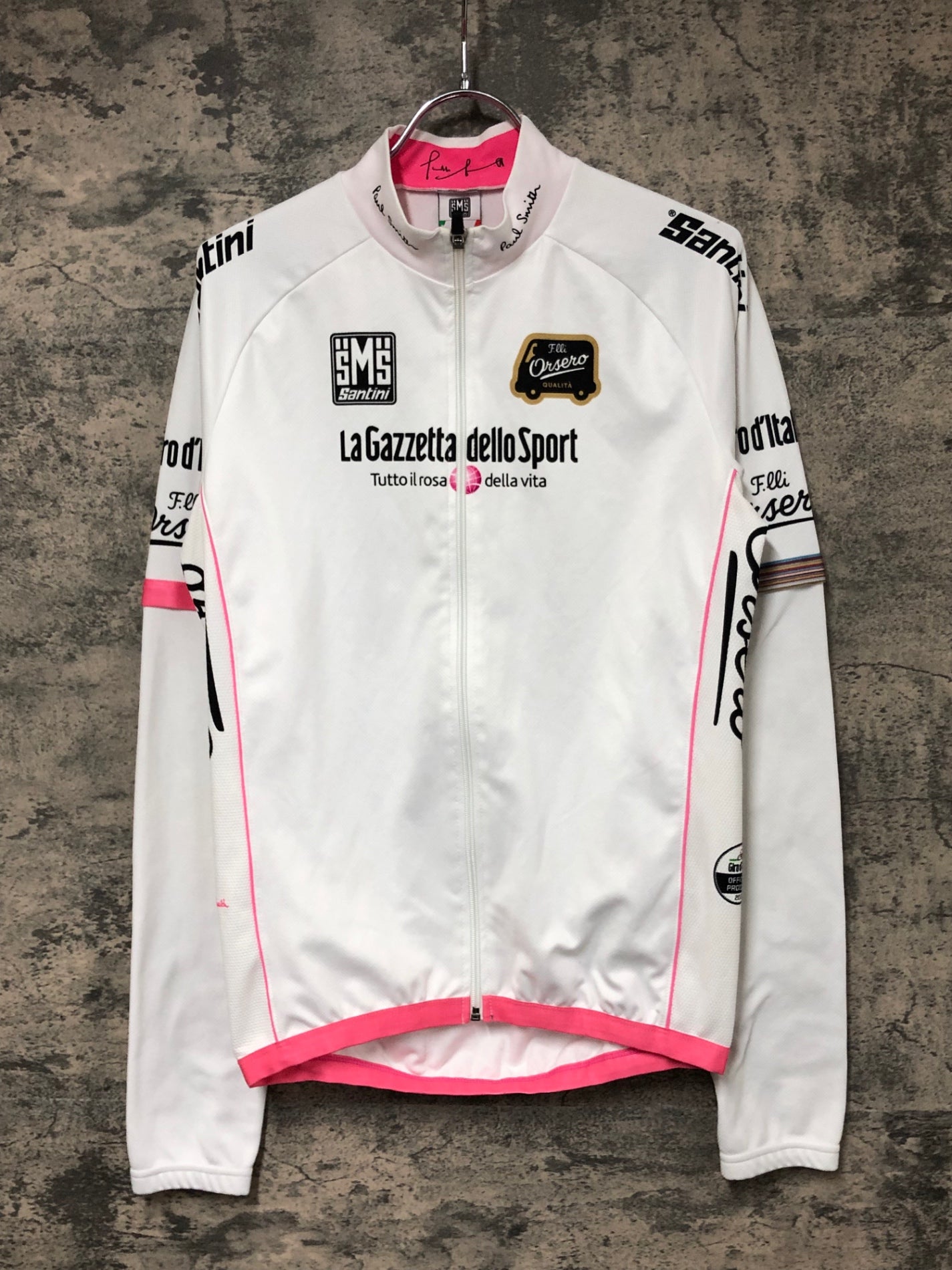 JR085 サンティーニ Santini 長袖サイクルジャージ 白 XL 裏起毛 Paul