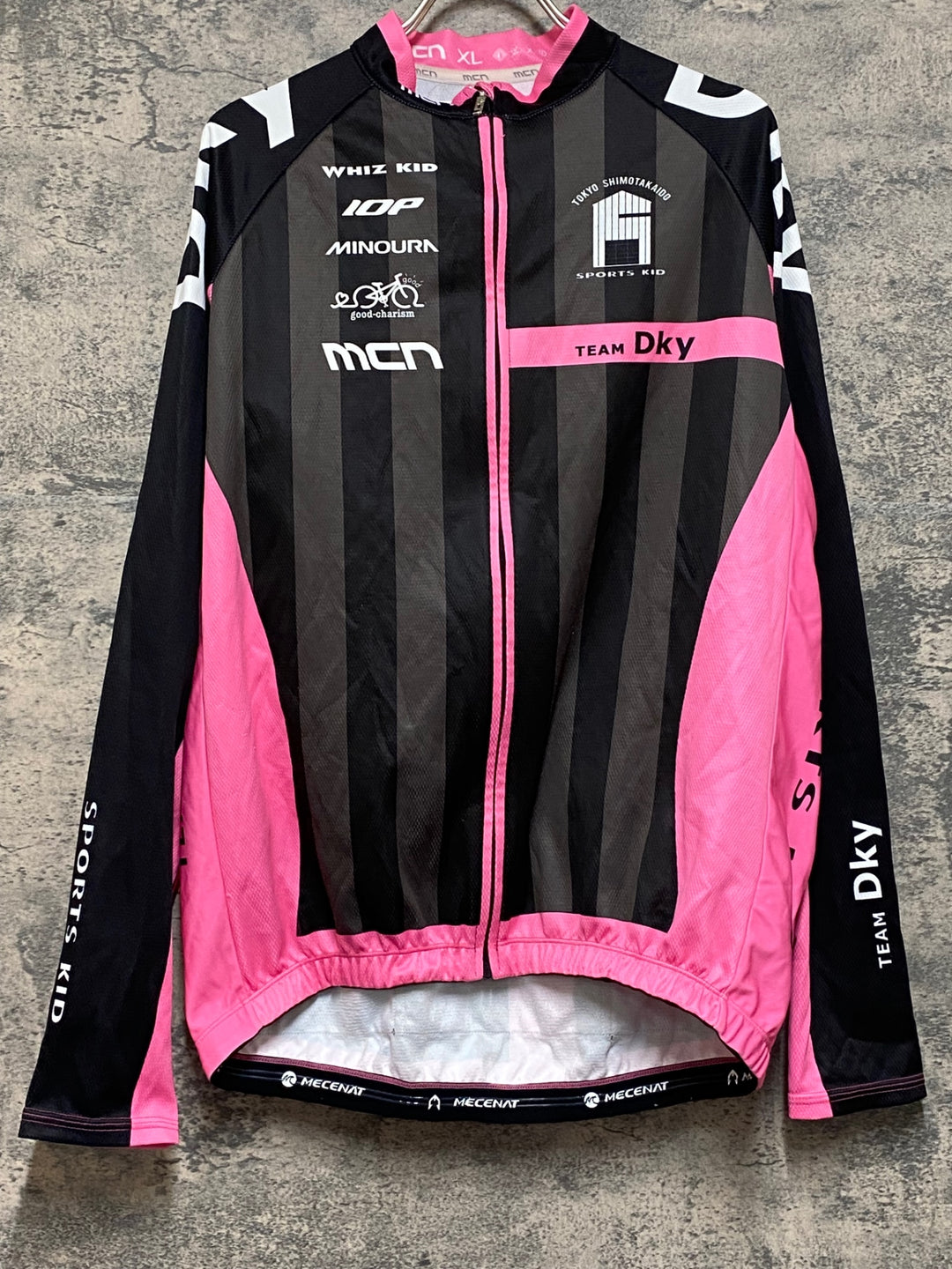 JR977 mcn 長袖 サイクルジャージ 黒 ピンク XL 裏起毛