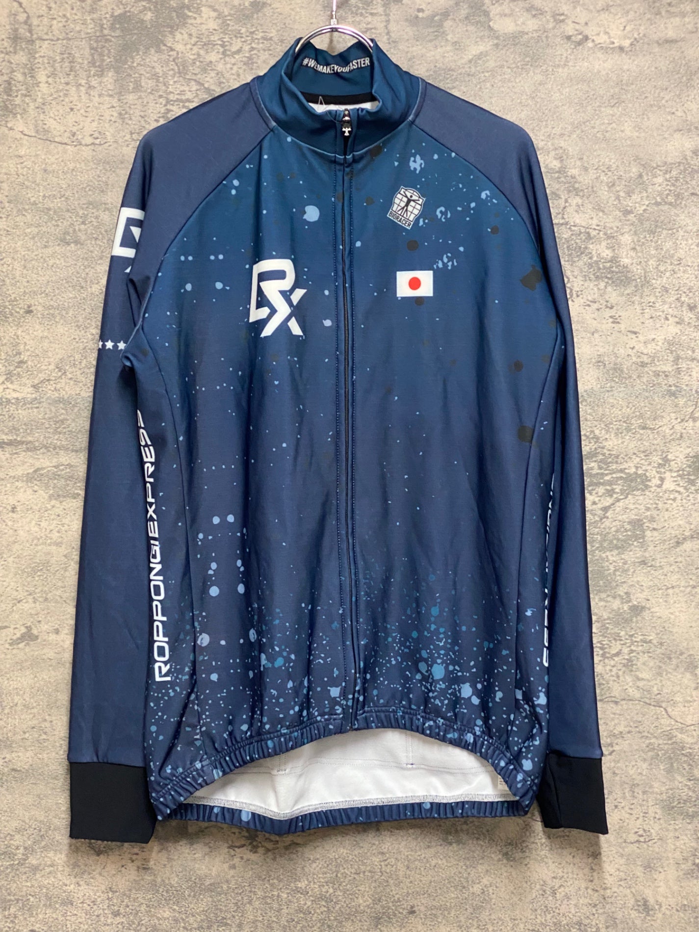 JO502 ビオレーサー BIORACER 長袖 サイクルジャージ 紺 4/L 裏起毛