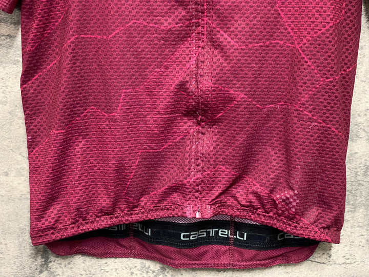 JV309 カステリ CASTELLI 半袖サイクルジャージ バーガンディー メッシュ L相当