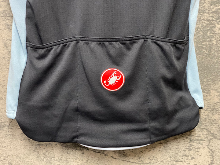 KH471 カステリ CASTELLI 半袖 サイクルジャージ 黒白グレー XS