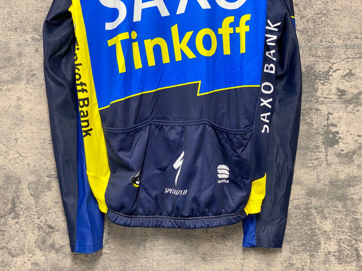 KJ805 スポーツフル sportful 長袖 サイクルジャージ 黃 紺 L 裏起毛 SAXO BANK