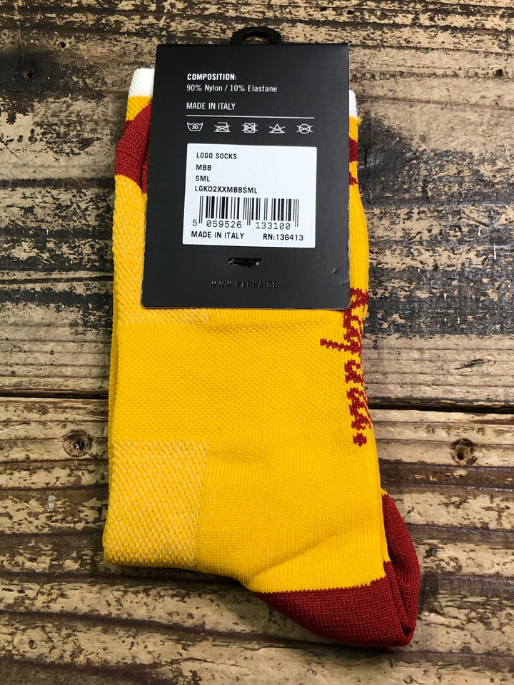 JH567 ラファ Rapha LOGO SOCKS サイクルソックス 黄 赤 S