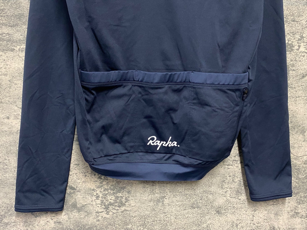 KH655 ラファ Rapha CORE LONG SLEEVE JERSEY 長袖 サイクルジャージ 紺 M 裏起毛