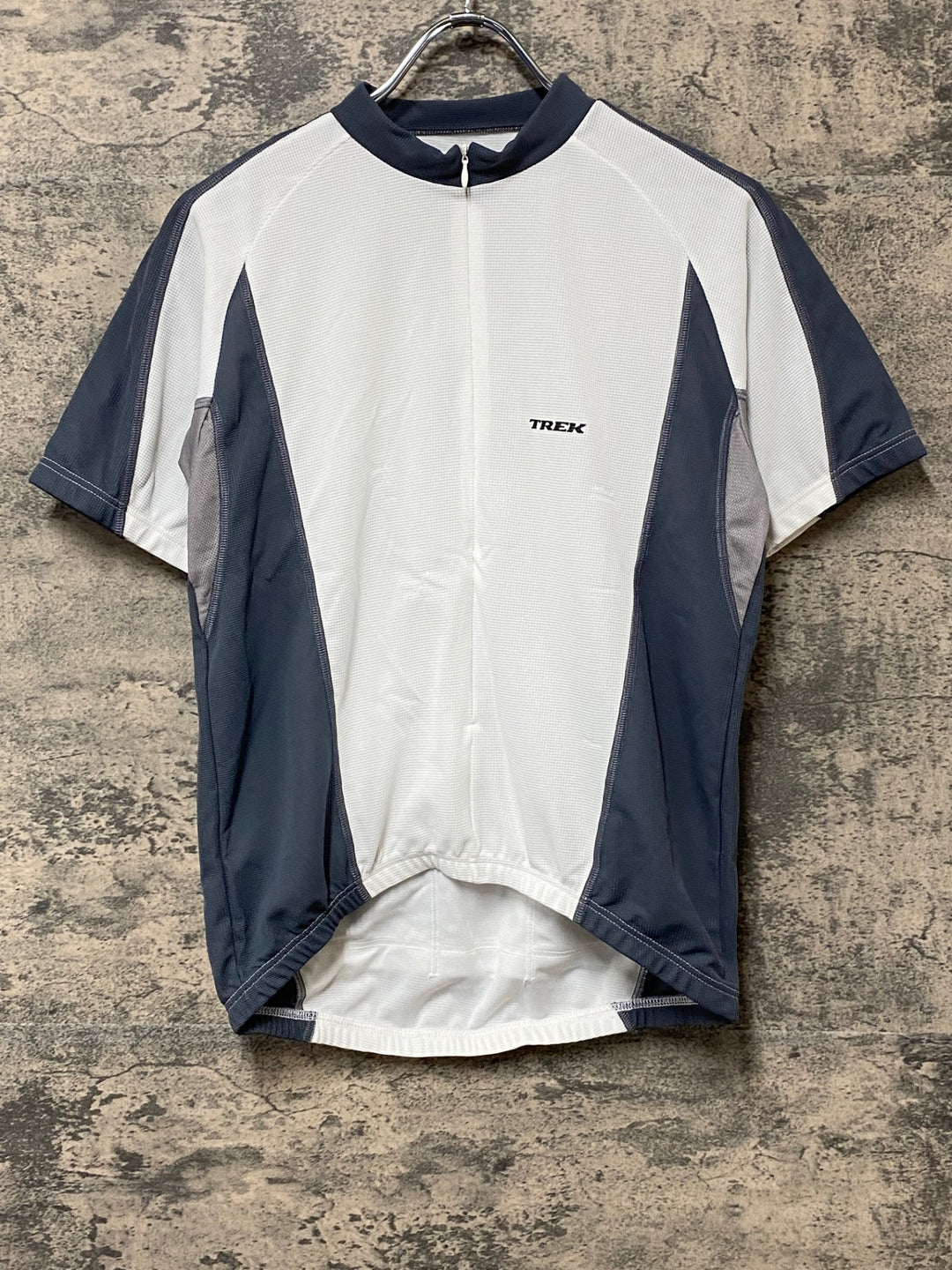 KN824 トレック TREK 半袖 サイクルジャージ 白 グレー S ハーフジップ