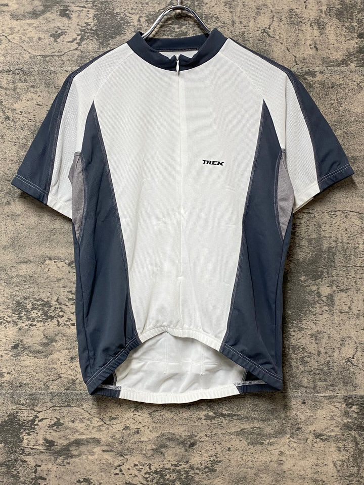 KN824 トレック TREK 半袖 サイクルジャージ 白 グレー S ハーフジップ