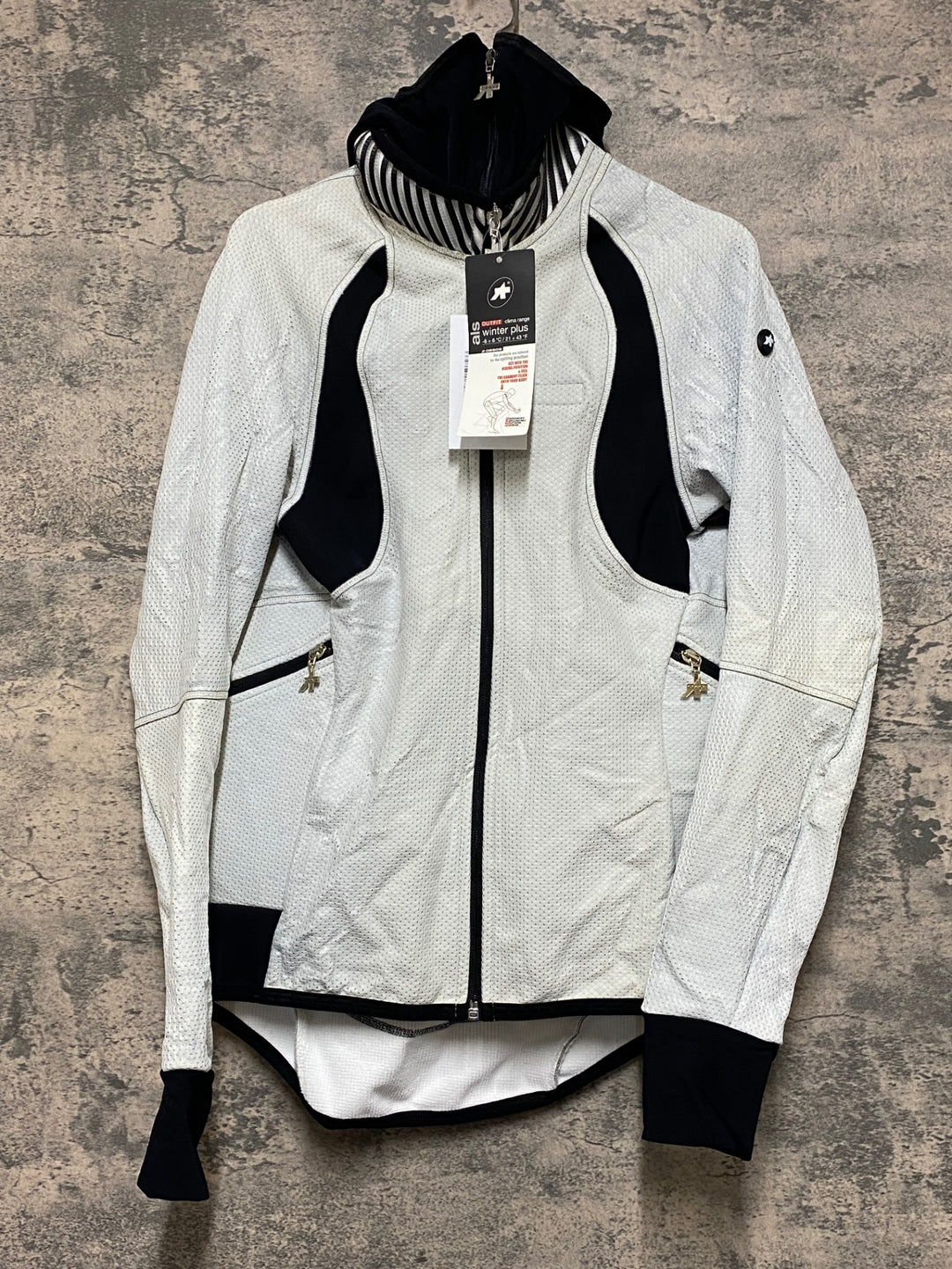 JQ218 アソス assos AIR BLOCK 851 winter plus 長袖サイクルジャケット 白黒 M 裏起毛