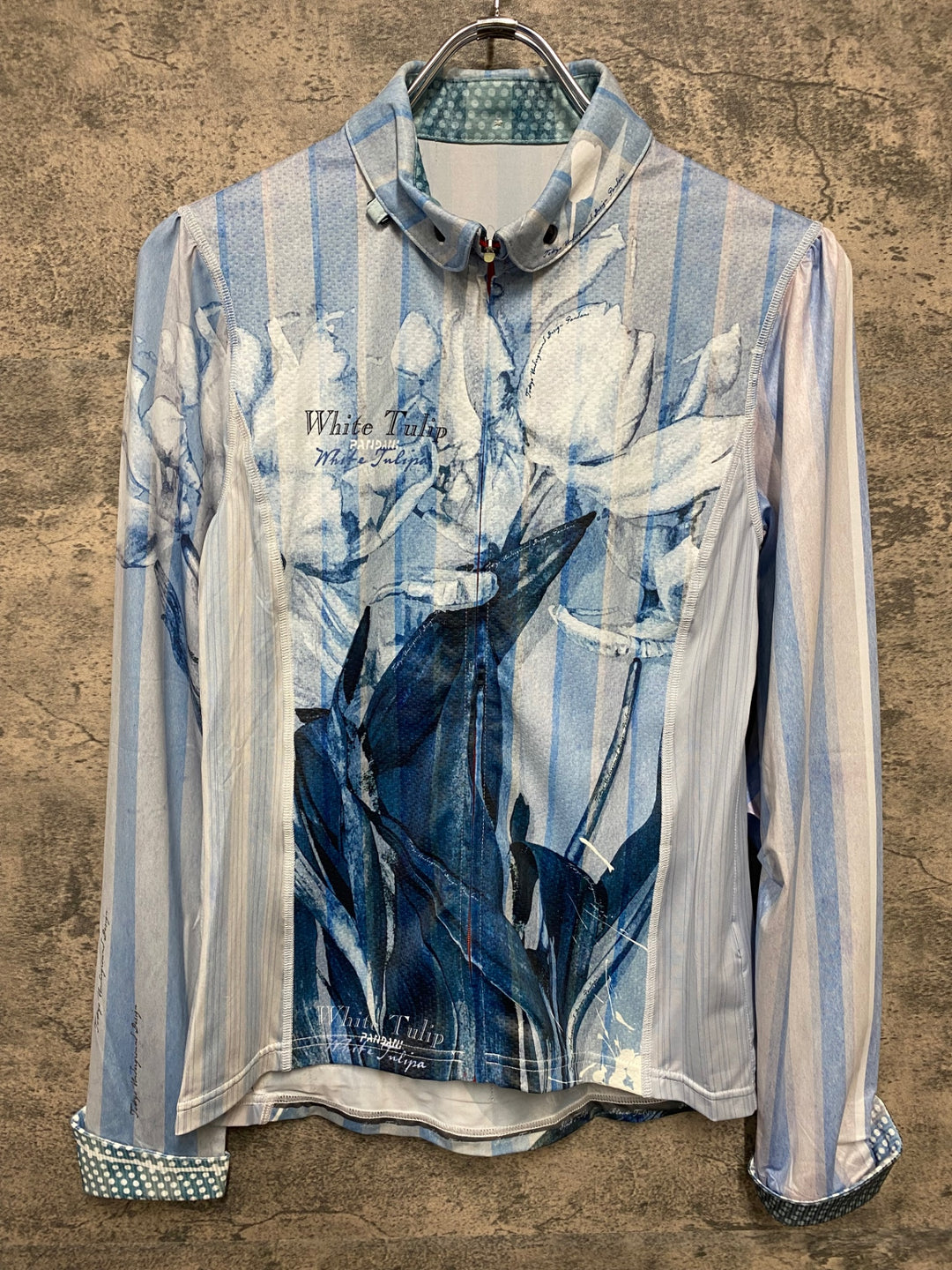 JT781 パンダーニ PANDANI 長袖 サイクルジャージ 白 水色 M