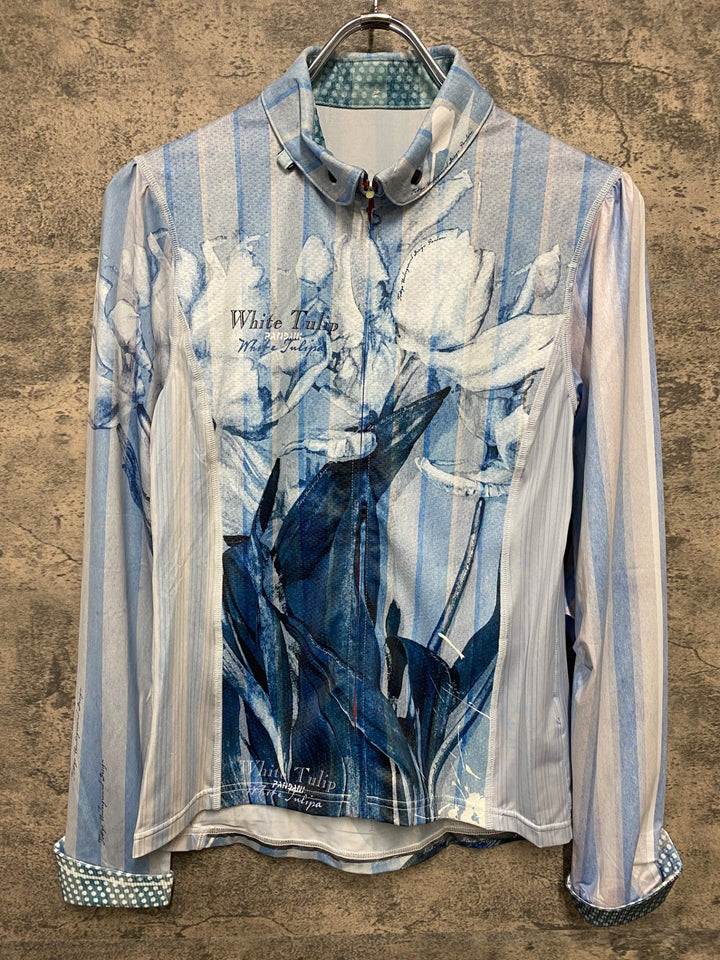 JT781 パンダーニ PANDANI 長袖 サイクルジャージ 白 水色 M