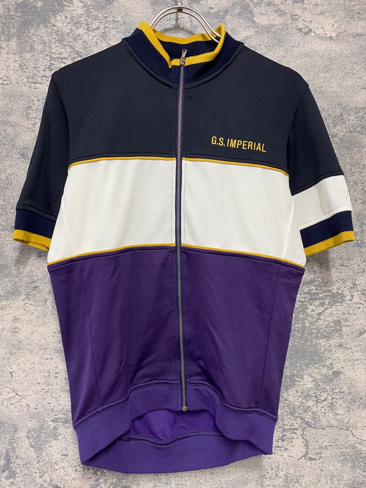 KC384 ラファ Rapha IMPERIAL WORKS TRICOLOUR JERSEY 半袖 サイクルジャージ 黒 白 紫 S