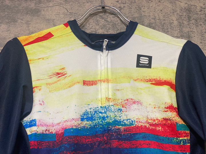 KK033 スポーツフル sportful 半袖 サイクルジャージ 白 紺 総柄 S