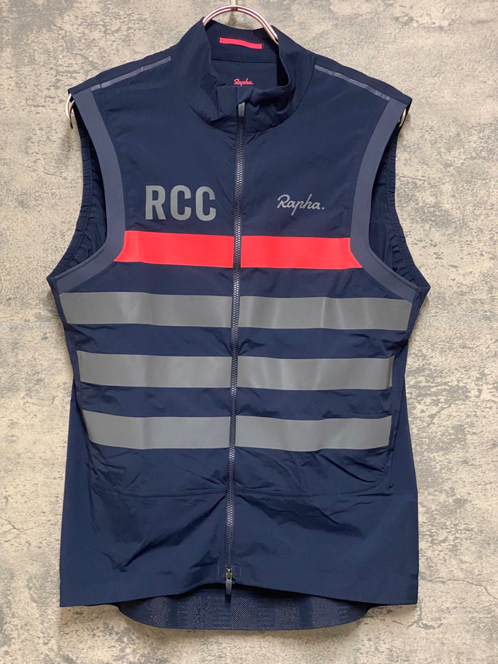 JN473 ラファ Rapha MEN’S RCC TEAM LIGHT WEIGHT GILET ジレ サイクルベスト L 紺ピンク