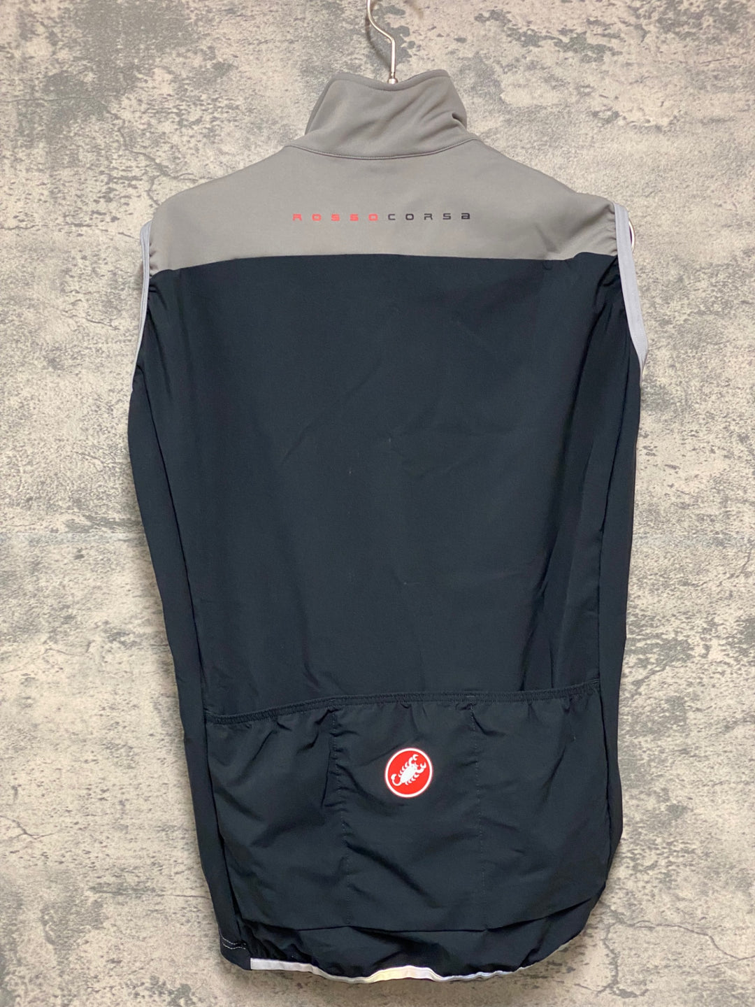 KB403 カステリ CASTELLI ロッソコルサ ROSSO CORSA perfetto ジレ サイクルベスト グレー黒 S GORE-TEX INFINIUM