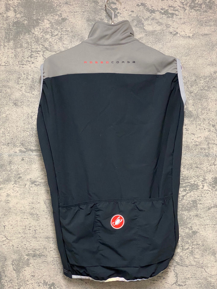 KB403 カステリ CASTELLI ロッソコルサ ROSSO CORSA perfetto ジレ サイクルベスト グレー黒 S GORE-TEX INFINIUM