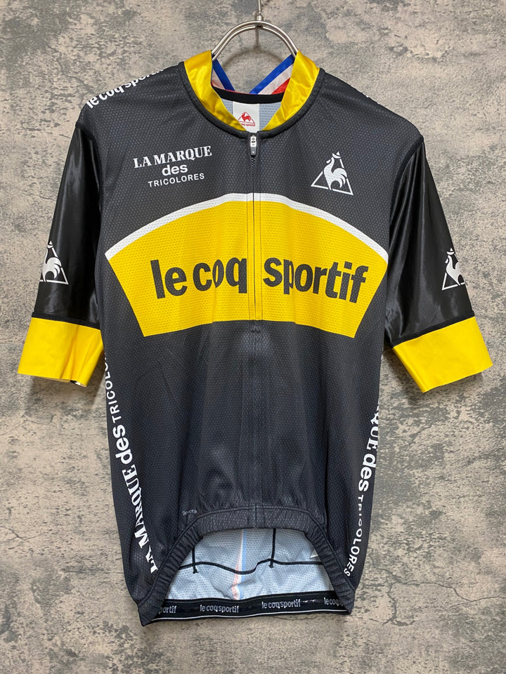 JN192 ルコックスポルティフ le coq sportif 半袖 サイクルジャージ 黒 黄 L