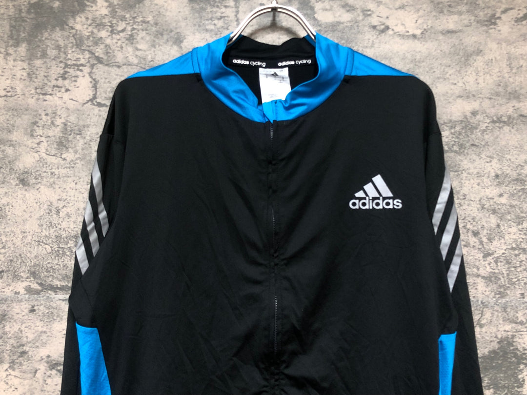 KL249 アディダス adidas 長袖 サイクルジャージ 黒 青 2XO