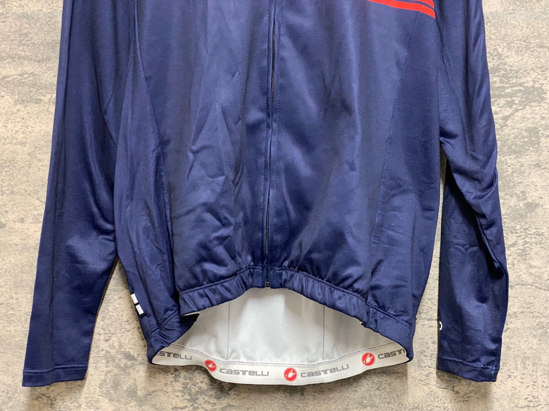 JS602 カステリ CASTELLI 長袖 サイクルジャージ ネイビー L 裏起毛 ※スレ