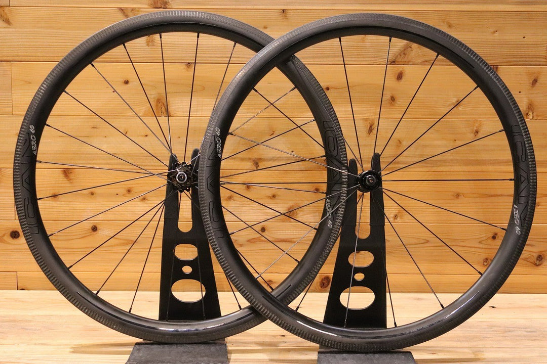 アイカン ICAN エアロ AERO 40 リム RIM シマノ 11S/12S カーボン チューブレスレディ ロードバイク ホイールセット 【広島店】