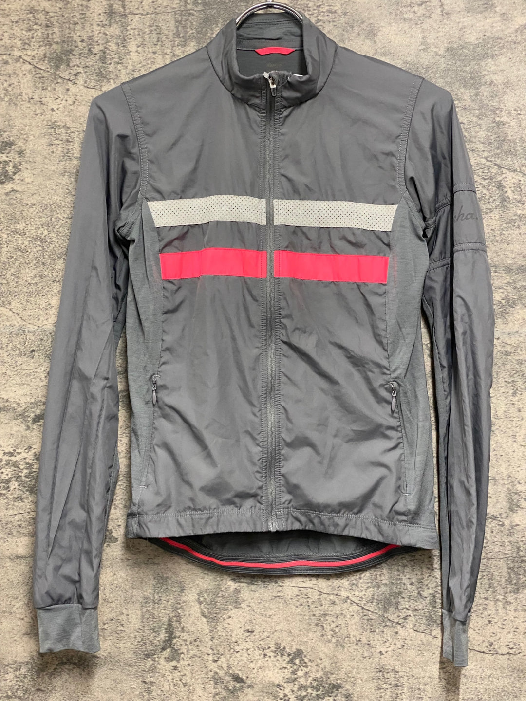 JV439 ラファ Rapha WOMEN'S BREVET LONG SLEEVE WINDBLOCK JERSEY 長袖 サイクルジャージ グレー XS 穴あき