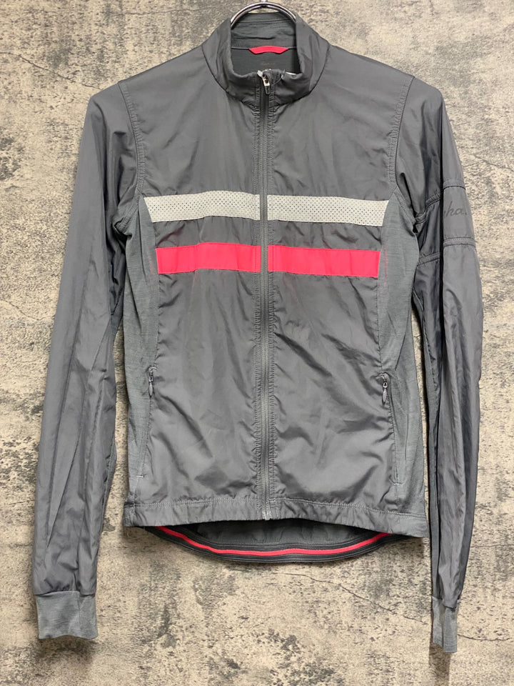 JV439 ラファ Rapha WOMEN'S BREVET LONG SLEEVE WINDBLOCK JERSEY 長袖 サイクルジャージ グレー XS 穴あき