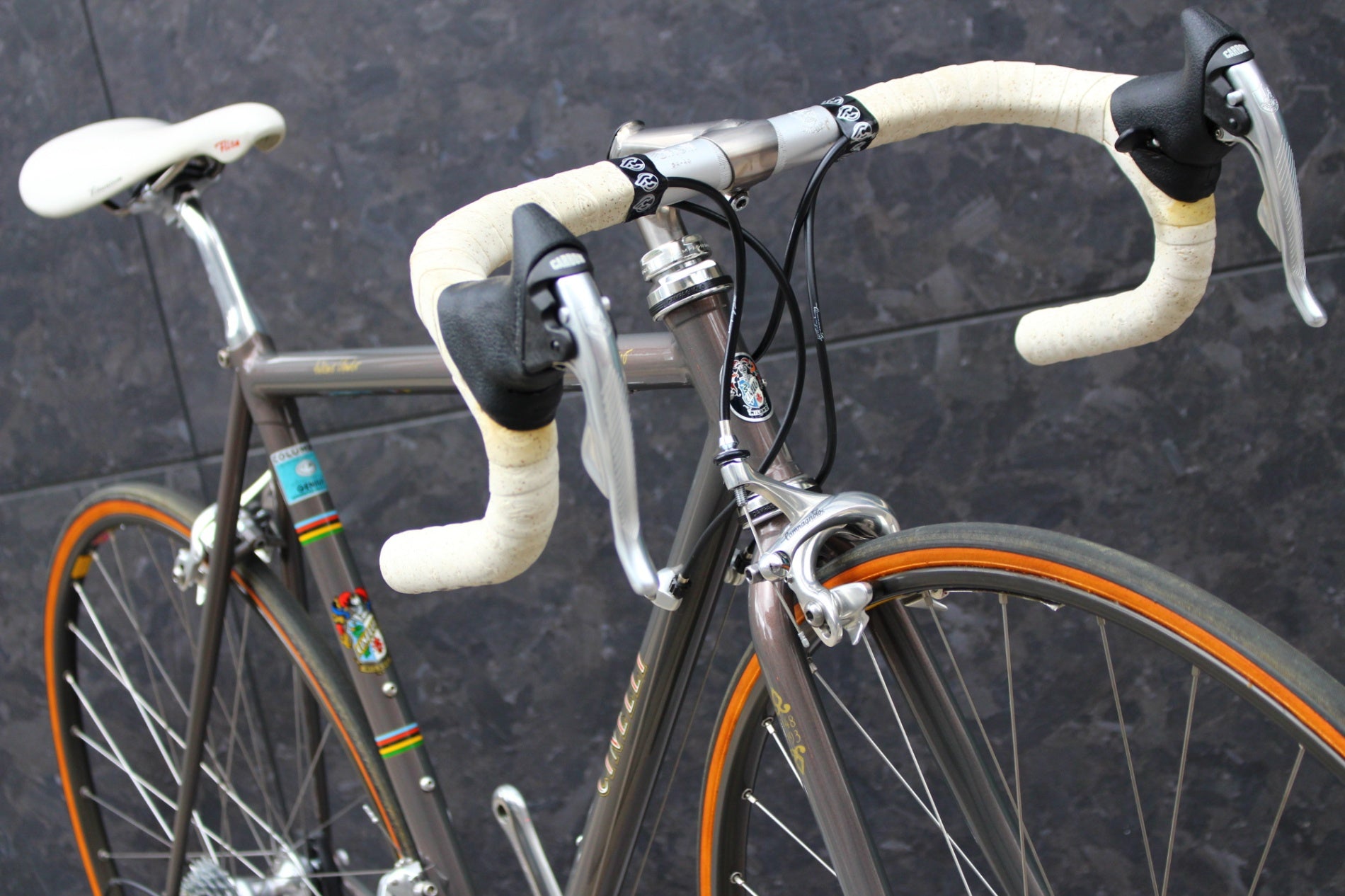 Cinelli アルミハンドル&ステム 革巻きカンパレバー付き チネリ CINELLI ジーニアス GENIUS 45ANNIVERSARIO 45周年 1993モデル