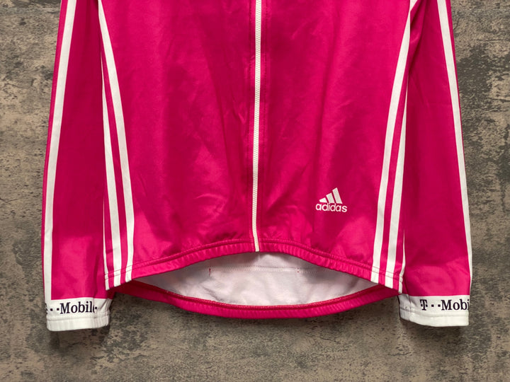 KJ756 アディダス adidas 長袖 サイクルジャージ ピンク 白 O 裏起毛