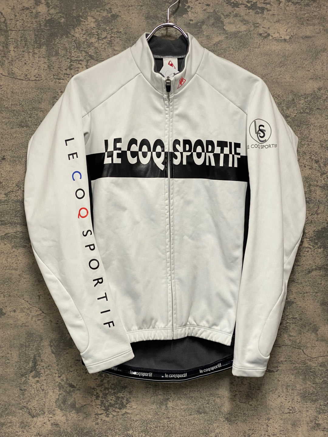 JT586 ルコックスポルティフ le coq sportif 長袖 サイクルジャケット 白 黒 S 裏起毛