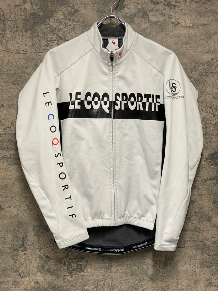 JT586 ルコックスポルティフ le coq sportif 長袖 サイクルジャケット 白 黒 S 裏起毛
