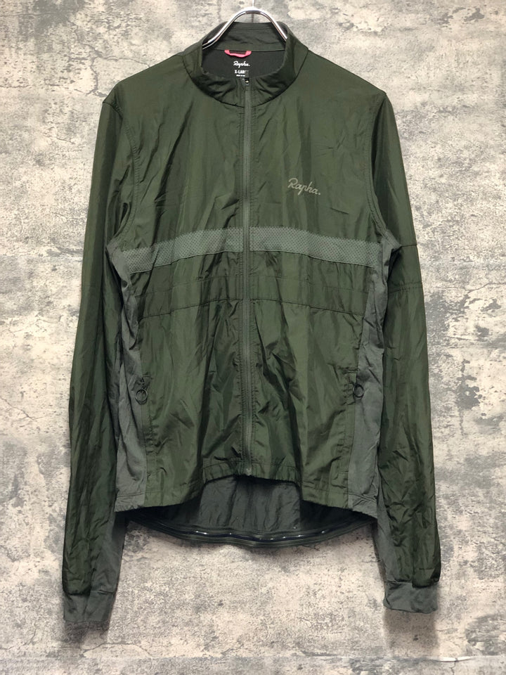 KL770 ラファ Rapha LONG SLEEVE BREVET WINDBLOCK JERSEY 長袖 サイクルジャージ カーキ XL ※擦れ