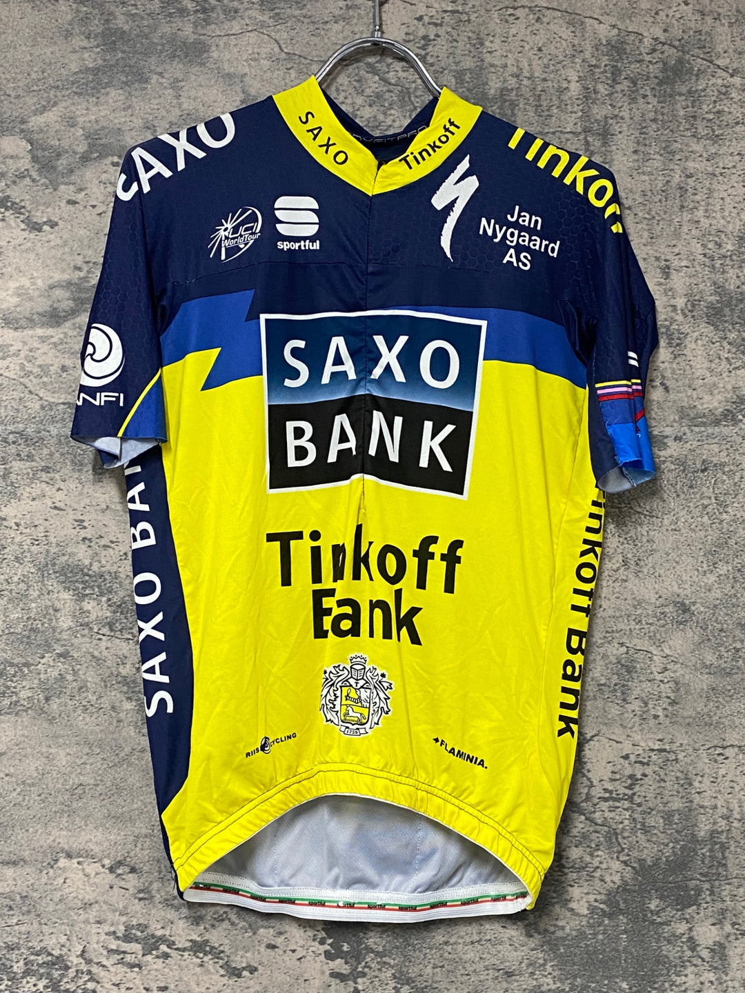 KJ827 スポーツフル sportful 半袖 サイクルジャージ 黃 紺 SAXO BANK S