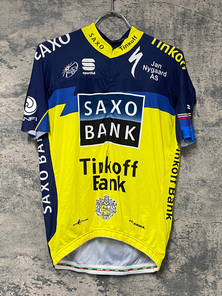 KJ827 スポーツフル sportful 半袖 サイクルジャージ 黃 紺 SAXO BANK S