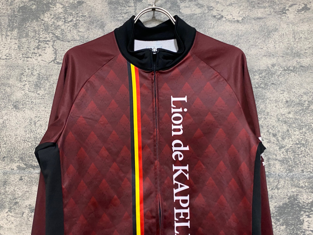 JO624 リオンドカペルミュール Lion de KAPELMUUR 長袖 サイクルジャージ バーガンディ チェック L 裏起毛
