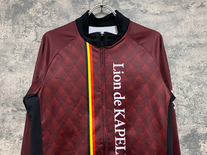 JO624 リオンドカペルミュール Lion de KAPELMUUR 長袖 サイクルジャージ バーガンディ チェック L 裏起毛