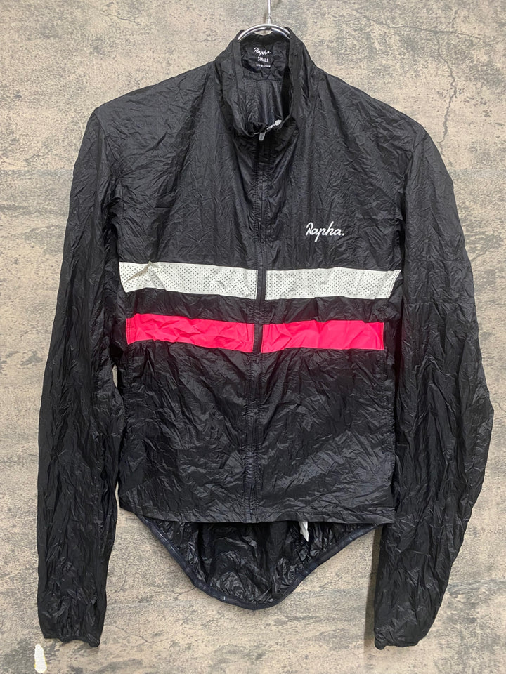 KQ562 ラファ Rapha BREVET FLYWEIGHT WIND JACKET 長袖 ウインドブレーカー 黒 S パッカブル
