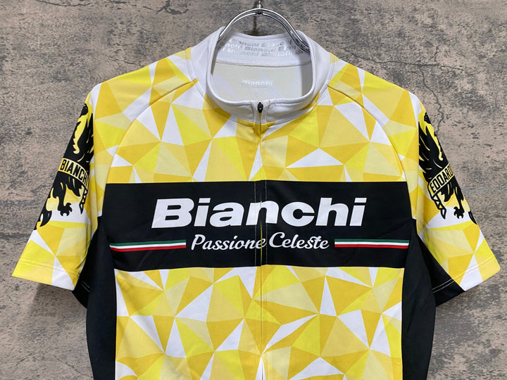 KD327 ビアンキ BIANCHI 半袖 サイクルジャージ 白 黄 L