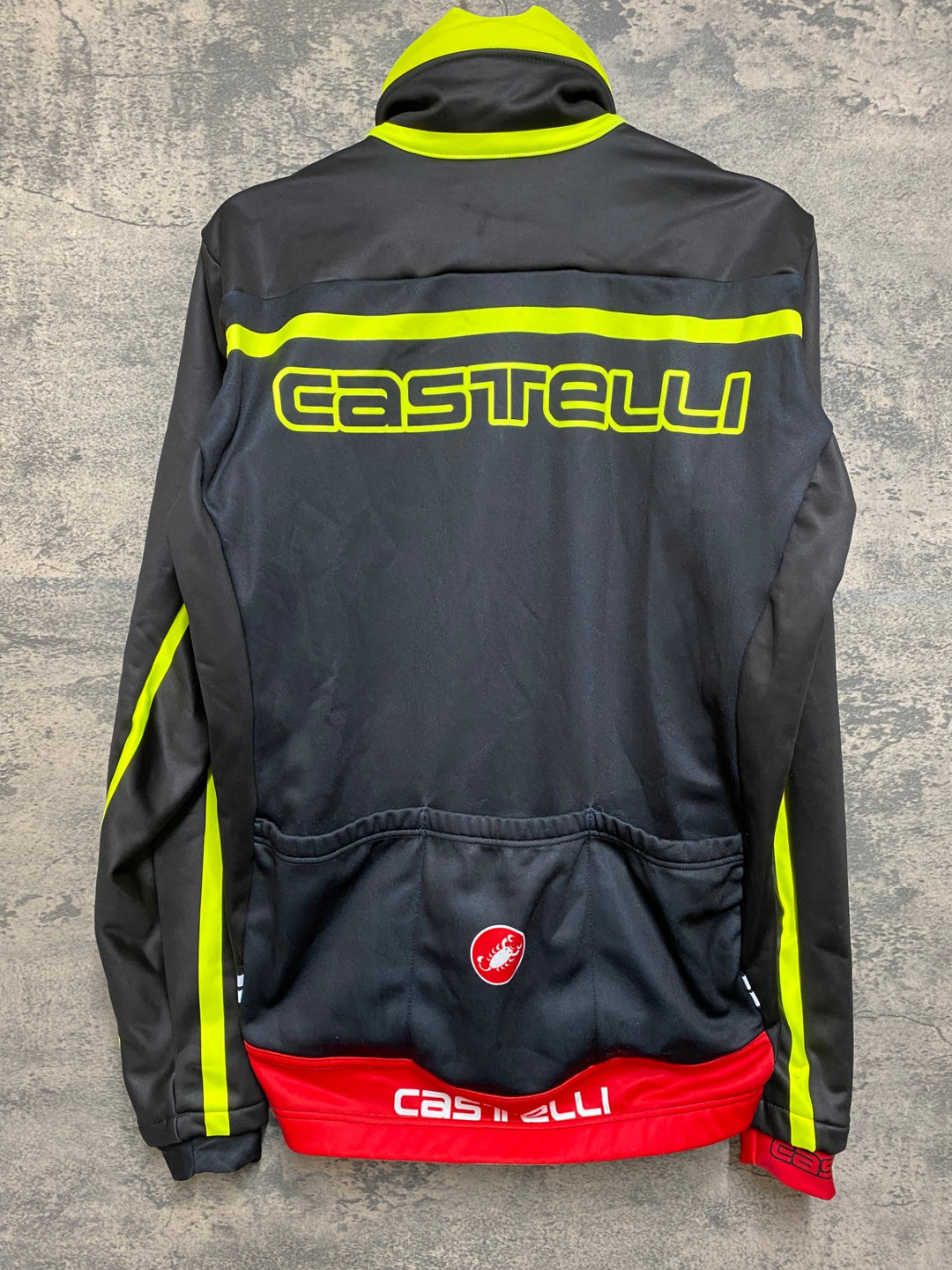 JJ861 カステリ CASTELLI 長袖 サイクルジャケット 黒/黄 M 裏起毛