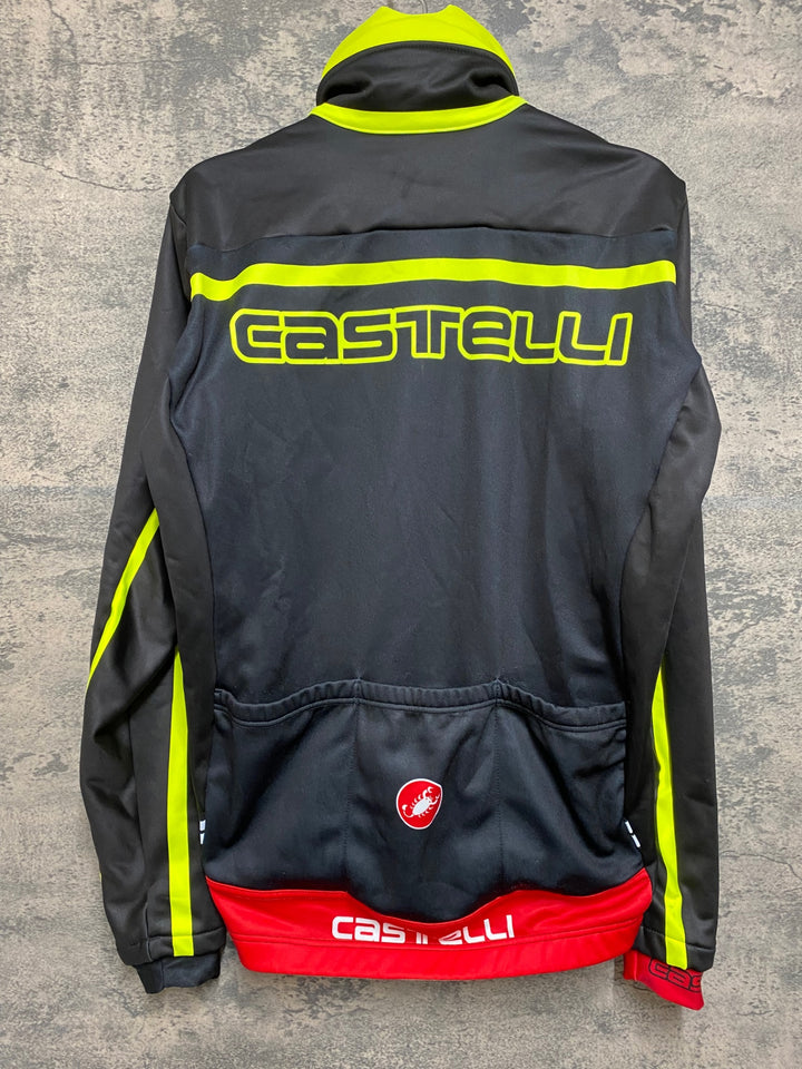 JJ861 カステリ CASTELLI 長袖 サイクルジャケット 黒/黄 M 裏起毛