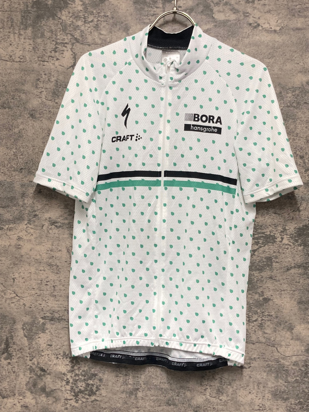 KJ768 クラフト CRAFT 半袖 サイクルジャージ 白 緑 水玉模様 M BORA hansgrohe
