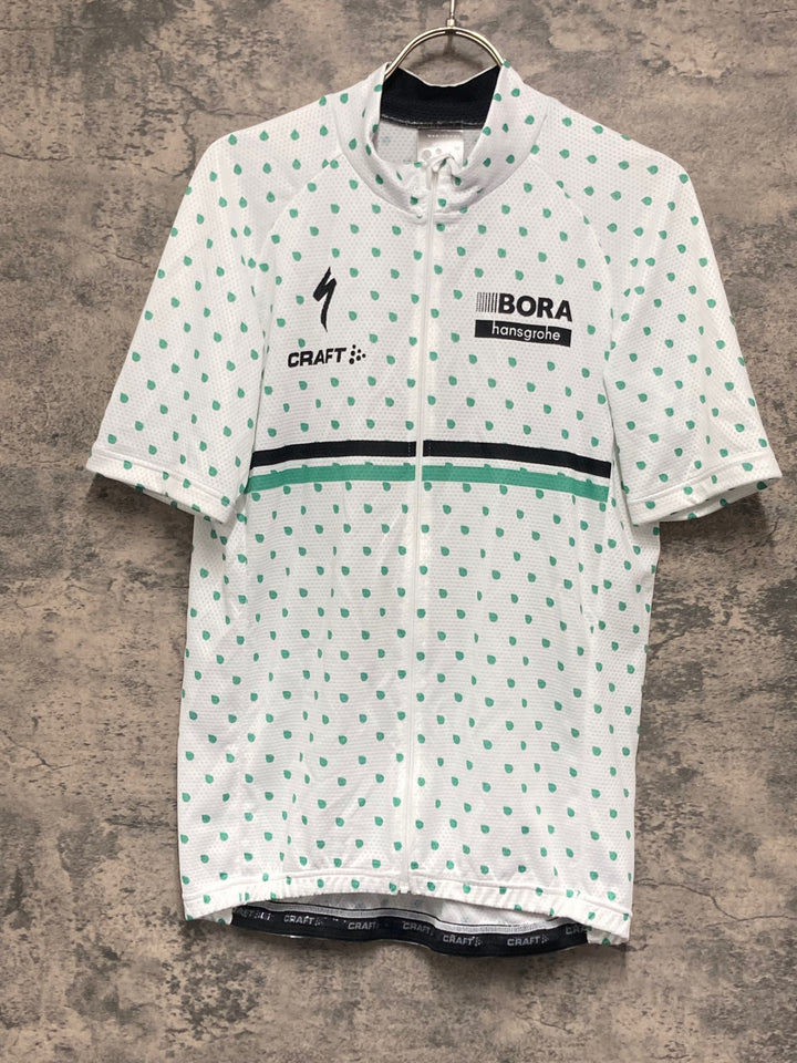 KJ768 クラフト CRAFT 半袖 サイクルジャージ 白 緑 水玉模様 M BORA hansgrohe