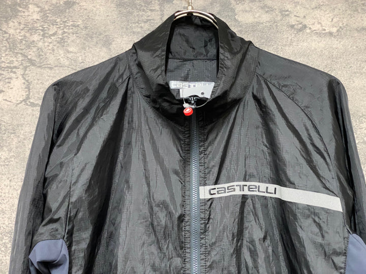 KD014 カステリ CASTELLI 長袖 ウインドブレイカー 黒 グレー L