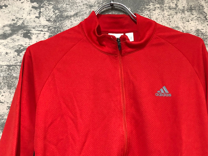 JU909 アディダス adidas 半袖 サイクルジャージ 赤 O ハーフジップ