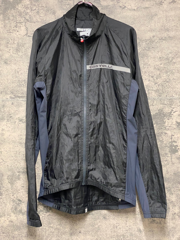 KD014 カステリ CASTELLI 長袖 ウインドブレイカー 黒 グレー L