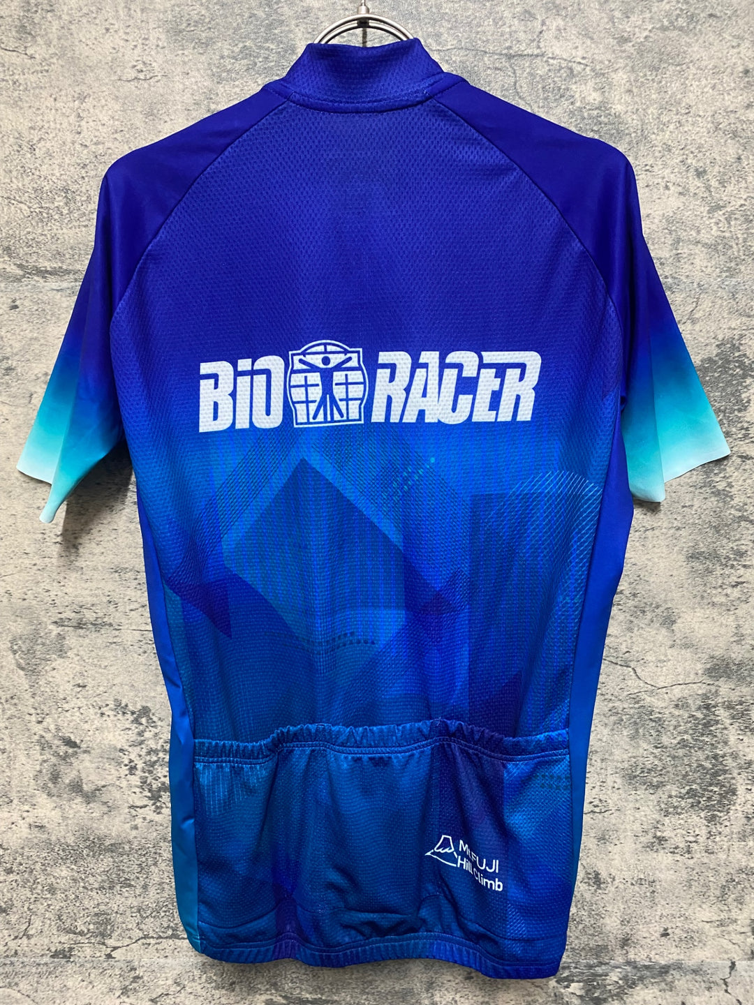 JS090 ビオレーサー BIORACER 半袖 サイクルジャージ 青 4/L Mt.FUJI Hill Climb