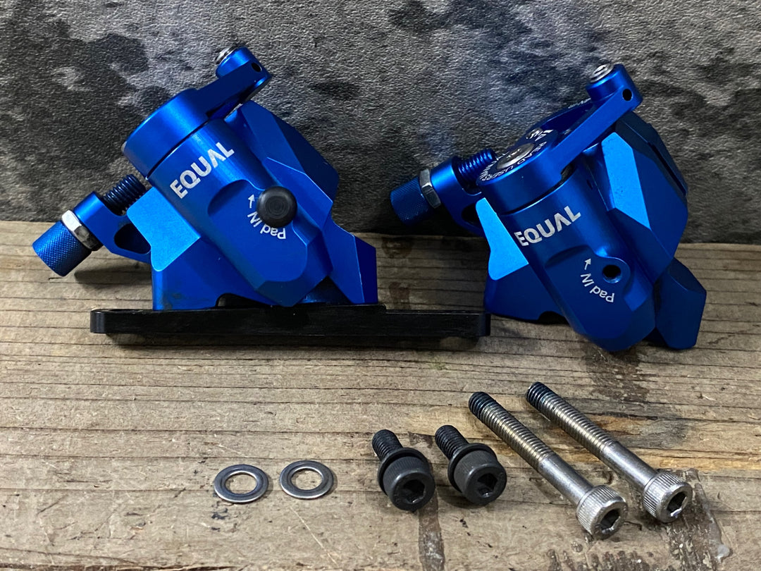 JO390 グロータック GROWTAC EQUAL MECHANICAL DISC ディスクブレーキキャリパー 前後セット 青