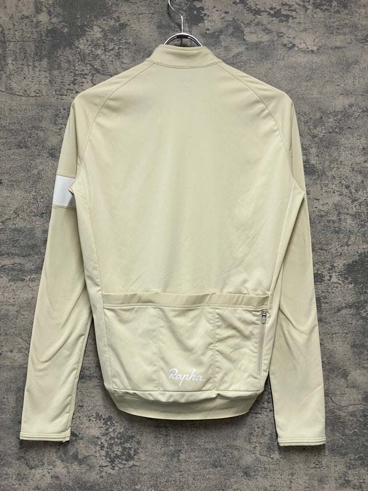 JZ020 ラファ Rapha MEN'S LONG SLEEVE CORE JERSEY 長袖 サイクルジャージ ベージュ S 裏起毛