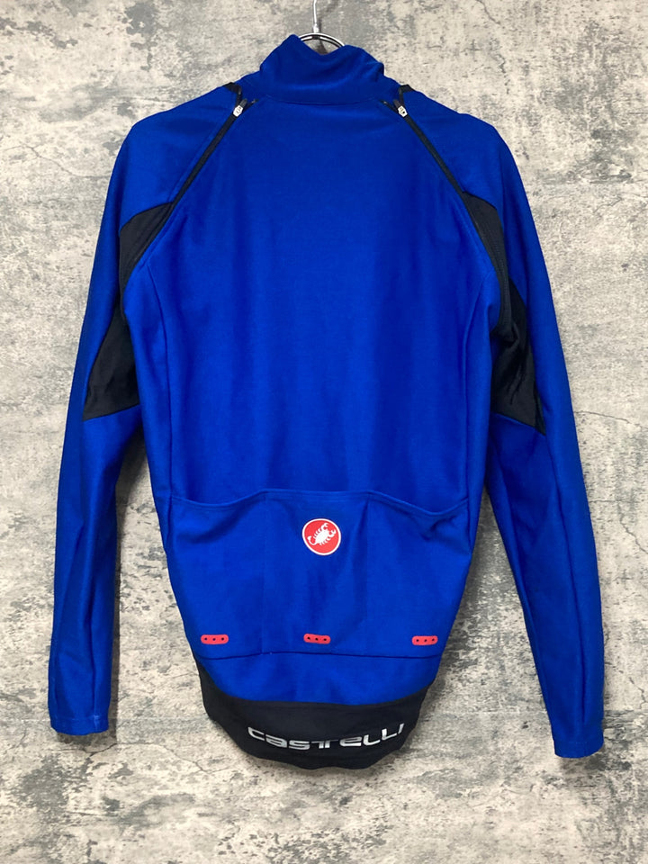 JU247 カステリ CASTELLI ロッソコルサ ROSSO CORSA perfetto 長袖 サイクルジャケット 青 M GORE ※裾ゴム切れ,襟破れ