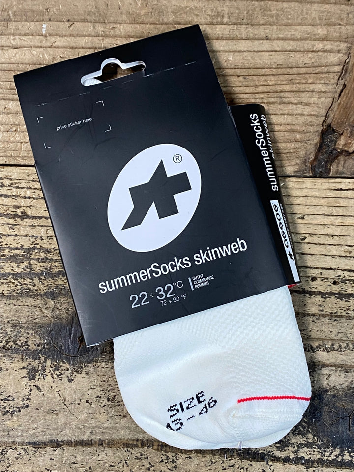JQ205 アソス assos summerSocks skinweb サイクルソックス 白 2