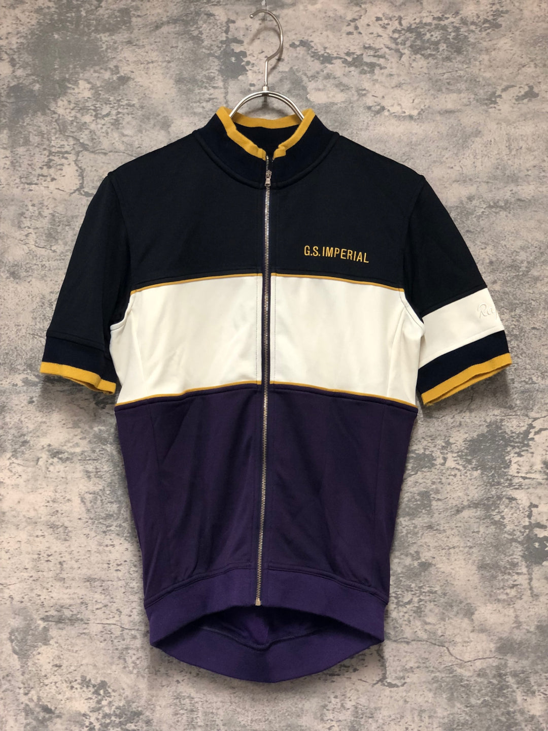 KK163 ラファ RAPHA IMPERIAL WORKS TRICOLOUR JERSEY 半袖 サイクルジャージ 白 黒 紫 S